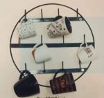 সার্কুলার মেটাল ওয়াল মাউন্টেড কফি মগ হোল্ডার রান্নাঘরের অর্গানাইজার - Image 3