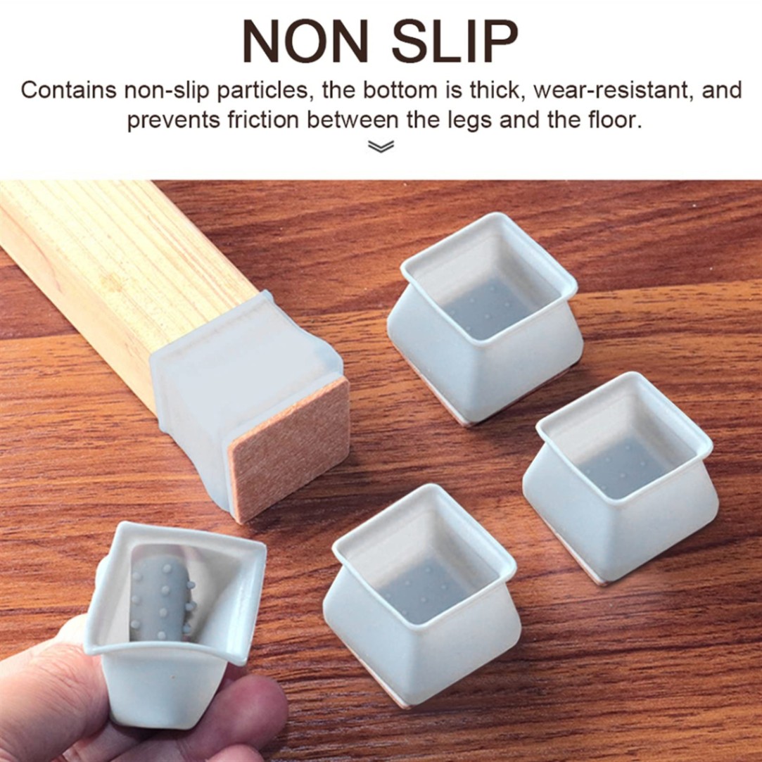 Silicone Chair Leg Square Caps 1 প্রিমিয়াম সিলিকন চেয়ার লেগ স্কয়ার ক্যাপস (৪ পিস সেট)