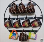 সার্কুলার মেটাল ওয়াল মাউন্টেড কফি মগ হোল্ডার রান্নাঘরের অর্গানাইজার - Image 6